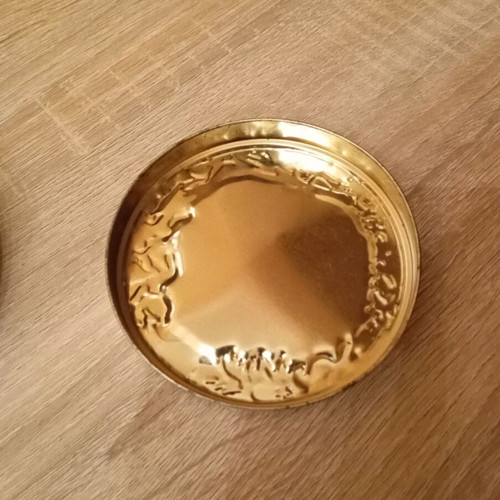 Metal Churchill s candy tin used, vintage with embossed design