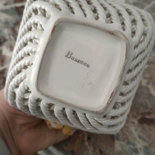 Italian handmade ceramic Basano basket like new