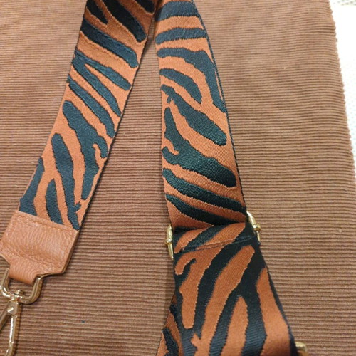 Animal print bag strap brown black new with gold details