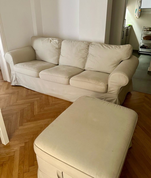Καναπές και υποπόδιο ikea ektorp