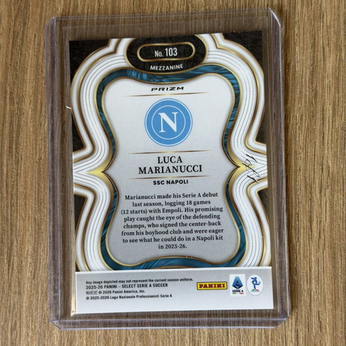 Luca Marianucci Select Mezzanine Black Prizm 1/1 Rookie Card 2025-26 Panini Select