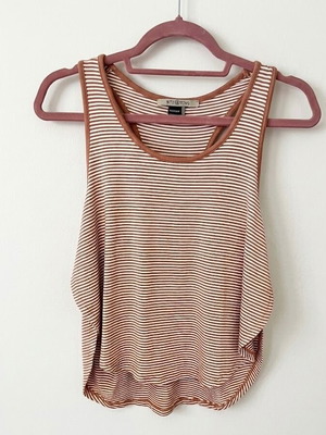 Attrattivo striped sleeveless top medium like new, brown and white