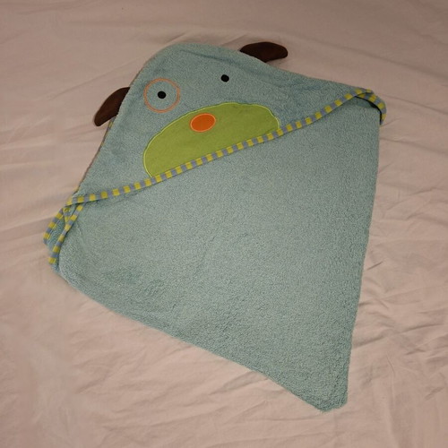 Skip Hop Zoo Hooded Towel used, cotton, dog design, 80x80 cm