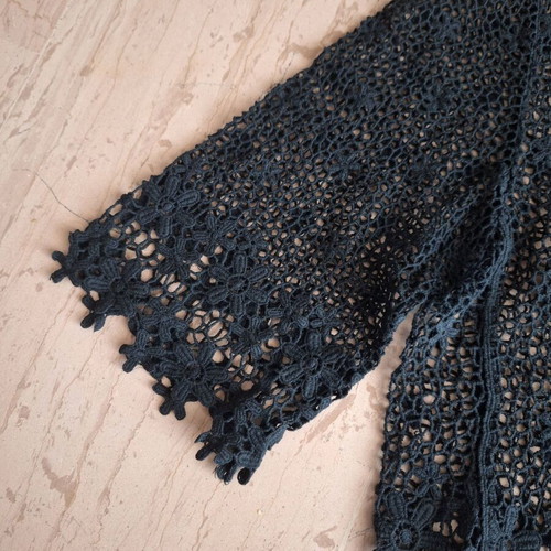 Black lace top new, boho romantic style, 3/4 sleeves, size M