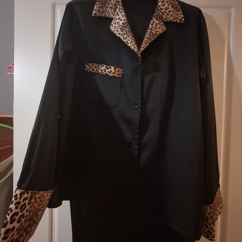 Satin set black with leopard Da-Ma Fashion new, shirt M-L