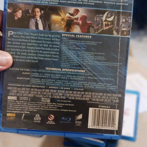 Blue Ray Spiderman 3 used, in excellent condition