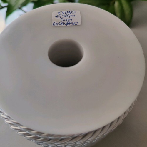 Nylon satin twisted cord 5mm new, 50m spool white