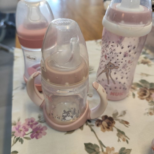 Chicco Perfect 5 baby bottle 150ml, Nuk Classics First Choice Bambi training bottle 150ml, Nuk First Choice training bottle 300ml