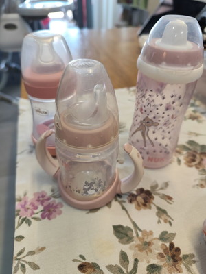 Chicco Perfect 5 baby bottle 150ml, Nuk Classics First Choice Bambi training bottle 150ml, Nuk First Choice training bottle 300ml