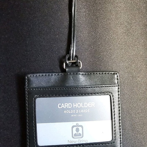 Leather card holder with elastic cord new, black