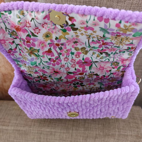 Handmade evening shoulder bag lilac color new