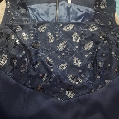Dress and Bolero jacket new, dark navy blue with sequins and embroidery
