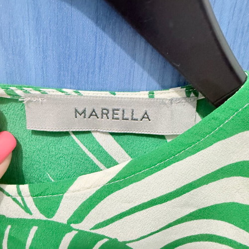 Marella silk blouse like new, white and green
