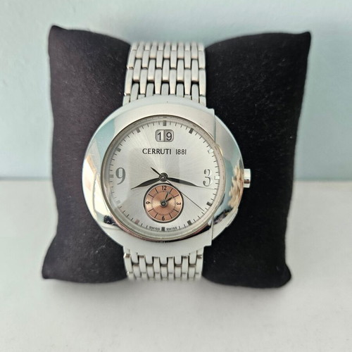 Cerruti 1881 Standard C transatlantic Swiss watch like new, silver