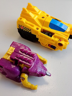 Transformers G1 Rescue Force Drill Tank and Firecons Cindersaur figures used
