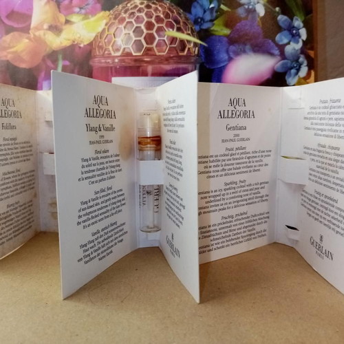 Aqua Allegoria vintage gift cards used with Guerlain perfumes