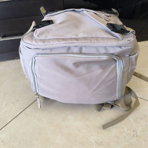 Backpack new, beige, ideal for travel with shoe compartment