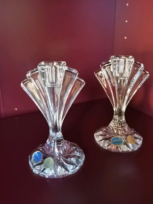 Bohemia crystal candlesticks new, set of two