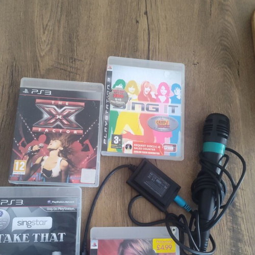 PS3 Microphone with Adapter and 4 Games used