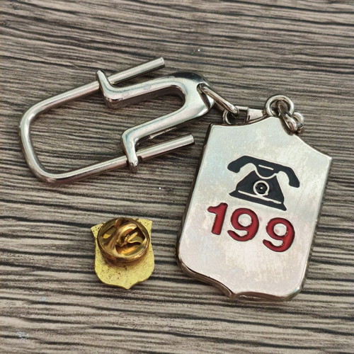 Fire Department Keychain and Pin set like new