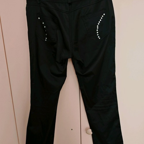 Black satin pants XL like new with decorative studs