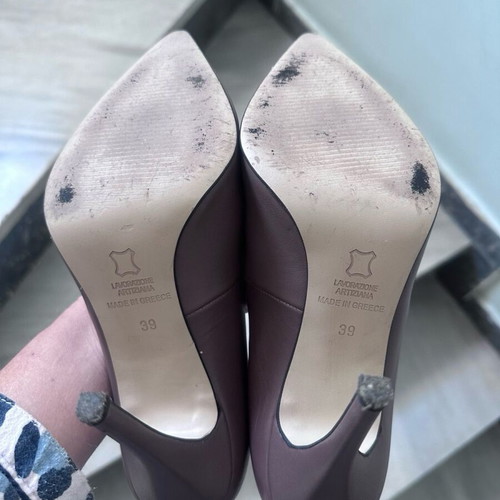 Mark Milan leather pumps used, 10 cm heel, cigar color, size 39