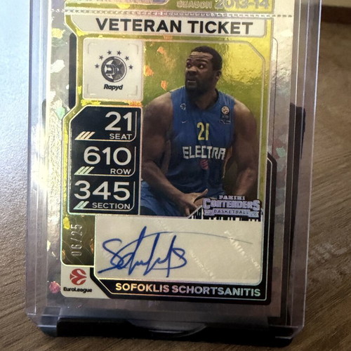 Paninni Contenders EuroLeague Sofoklis Schortsanitis Veteran Ticket Auto new
