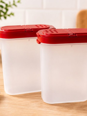 Δοχεία μπαχαρικών Tupperware 250 ml σετ 2 τεμ. με κόκκινο καπάκι καινούργια