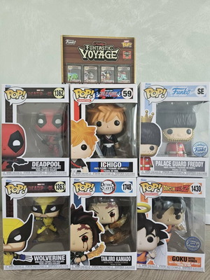 Funko Pop lot new with Deadpool, Wolverine, Tanjiro, Goku, Freddy, Ichigo