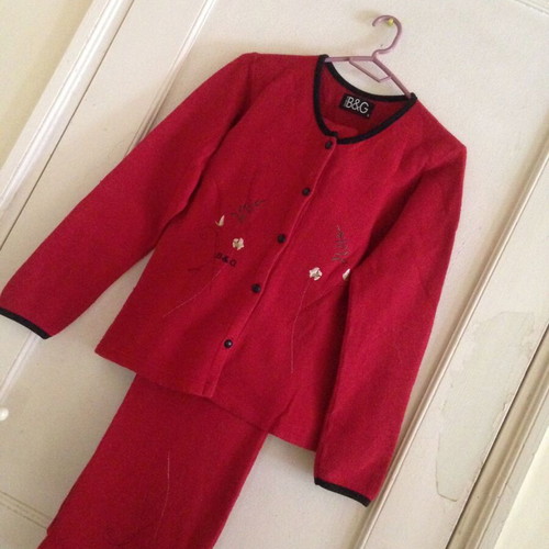 Vintage 20000s B&G By Adams jacket and pants set used, red multicolor