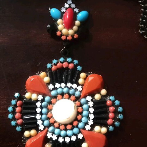 Bianco jewelry set new, colorful turquoise necklace and earrings