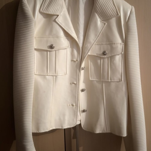 A-Style white faux leather jacket, slim fit