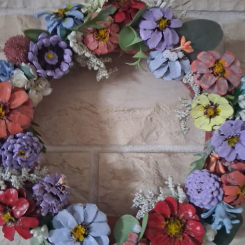 Handmade summer wreath 30cm on foam base with pine cones