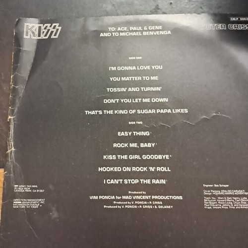 Peter Criss Kiss vinyl record