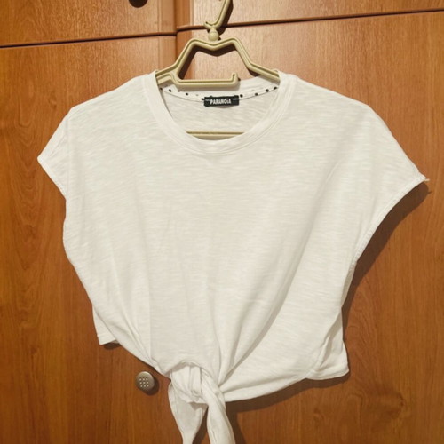 Paranoia crop top with tie, white, size S