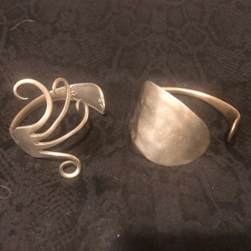 Bracelets from spoon-fork used, pack of 2, decorative vintage silver color