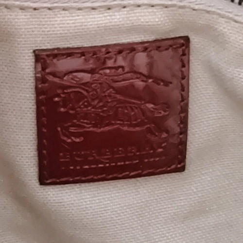 Burberry Heart Boston Bag like new, burgundy canvas and patent leather