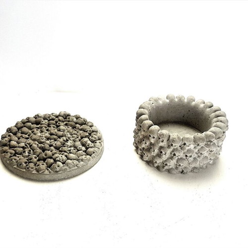 Handmade concrete skull candle holder, gothic decor