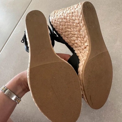 YSL espadrille platform sandals, black, size 38