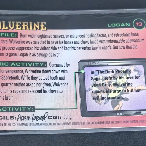 {1995 Ultra X-men Wolverine ALL CHROMIUM} <#13>< MINT><9>61032944