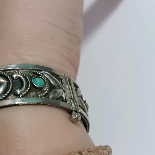 Vintage Italian silver bracelet with turquoise, ALP Italy