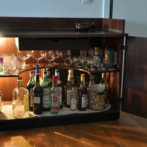 Danish Design Bar Furniture like new, teak wood and dark anthracite formica
