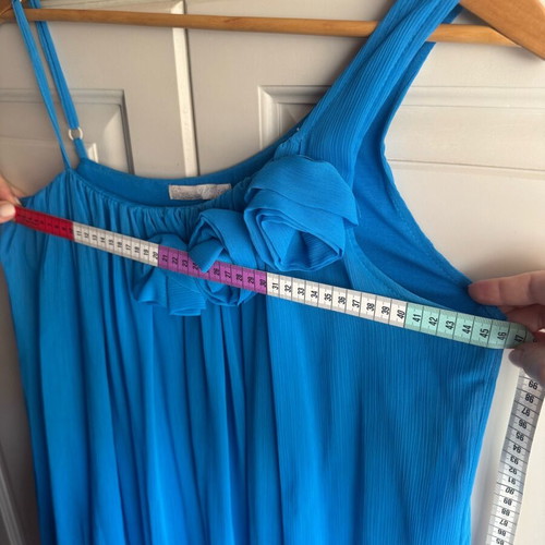 Ysatis blue dress with straps and floral decorations like new, size 3