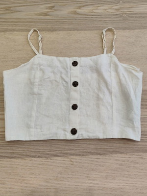Jdy linen crop top with wooden buttons, white