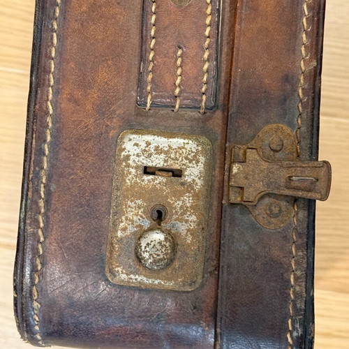 English vintage leather suitcase used with patina