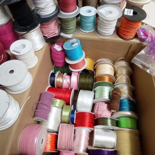 Craft Cord Spools like new, over 80 pieces, waxed leather satin