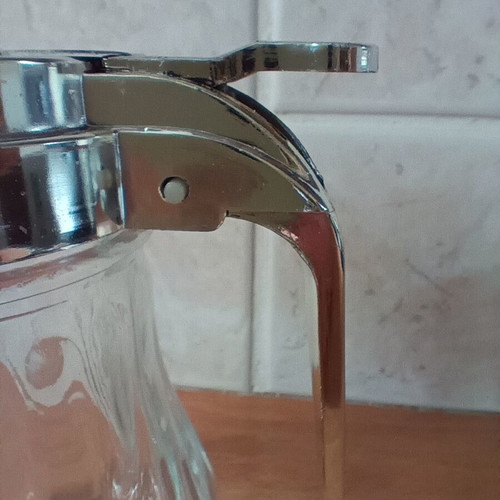 Glass honey jar like new with chrome lid 200 ml