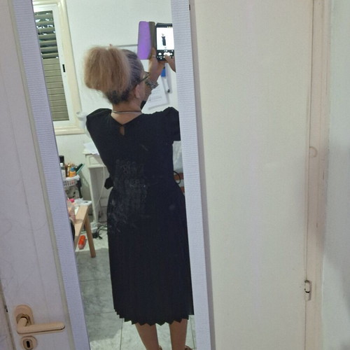 Black Midi Dress Made in Italy like new with Statement Shoulders