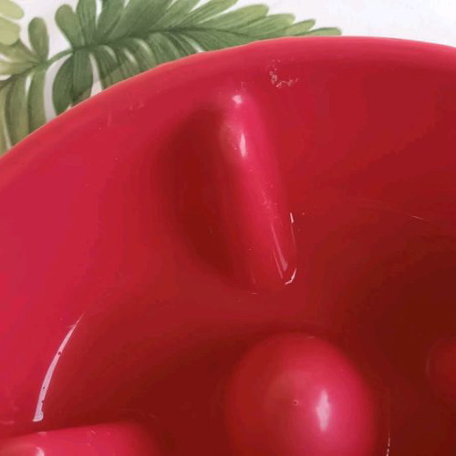 Slow feeder bowl used, medium size, fuchsia