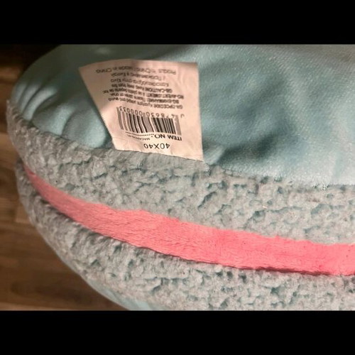 Macaron pillow used from Jumbo, blue and pink